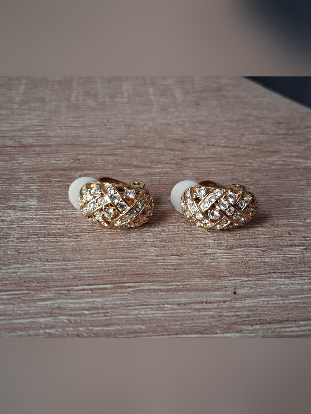 Vintage Gold Crystal Knot Clip-On Earrings - Women's Fashion Jewelry